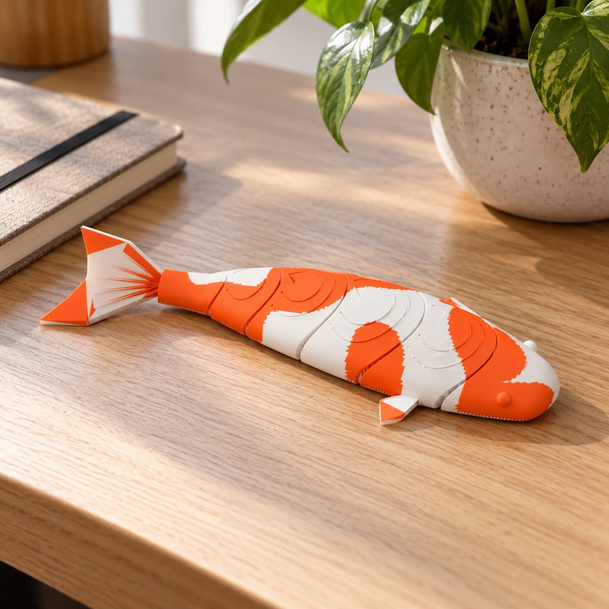 Carpe koï articulée en couleurs, 18 cm