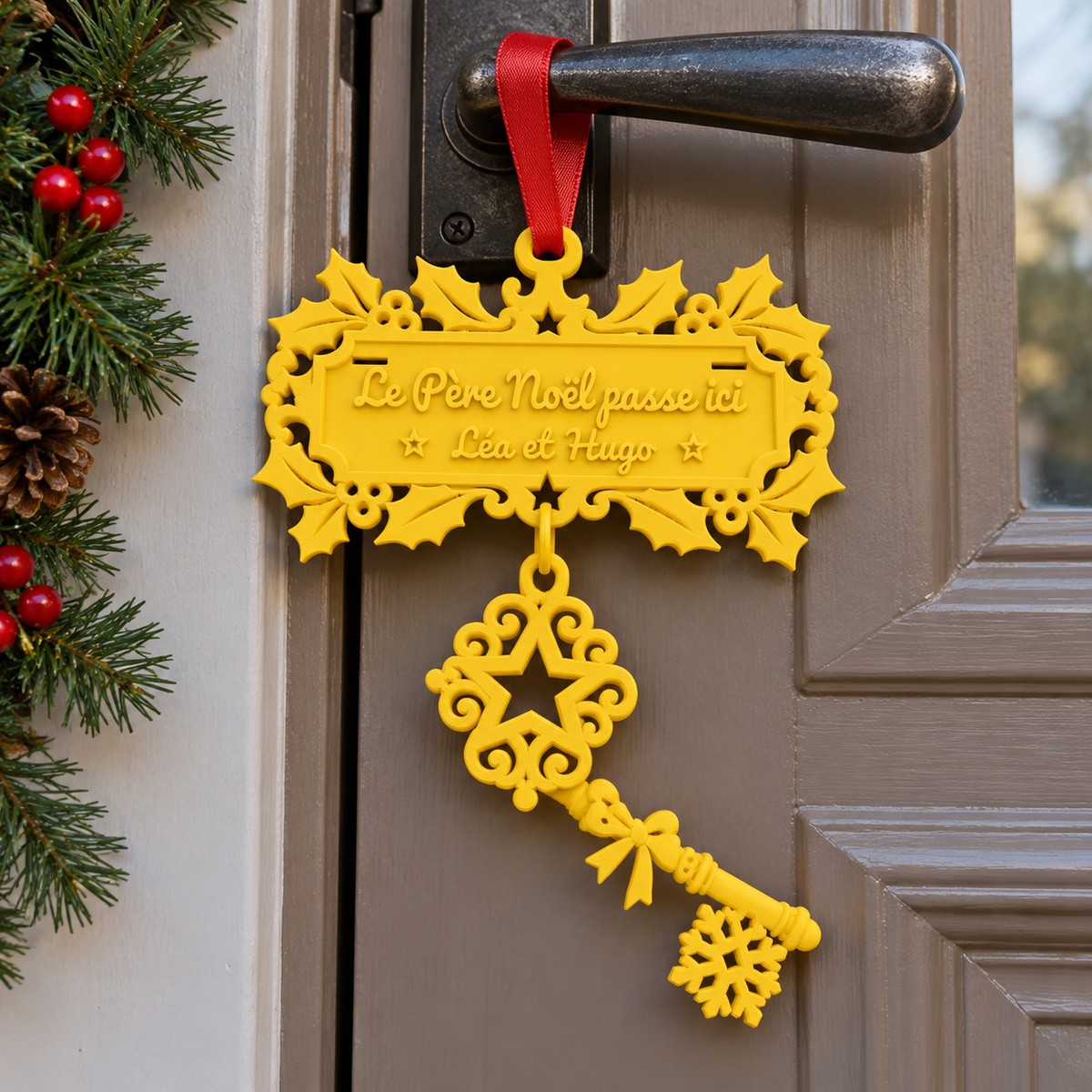 Clé magique du Père Noël et sa plaque gravée