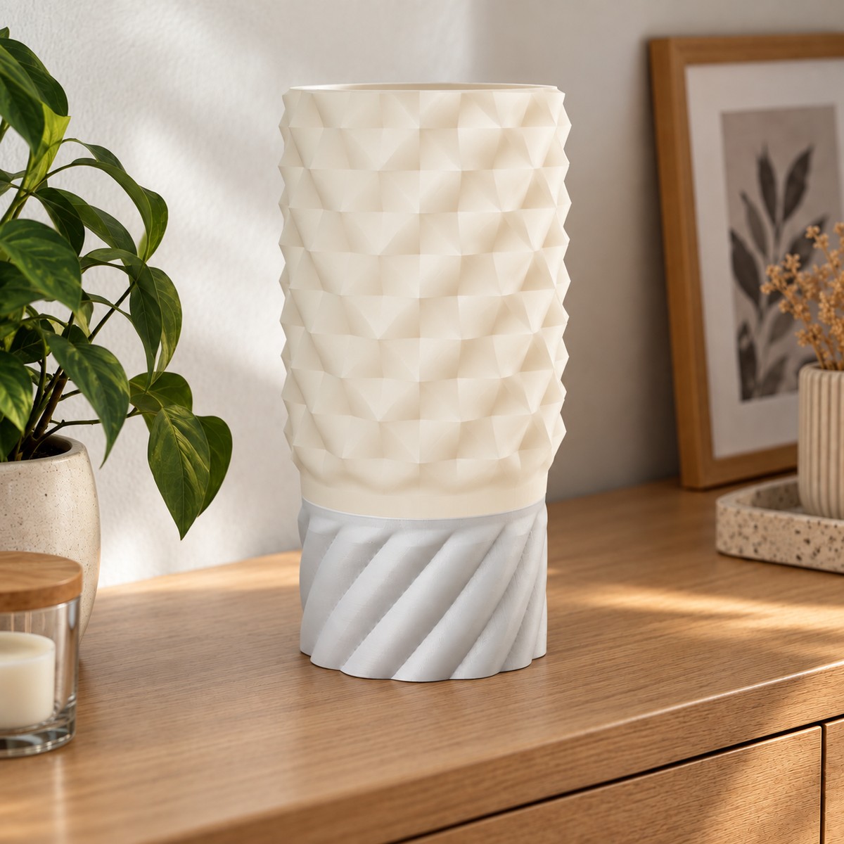 Lampe Facettes, abat-jour en losanges
