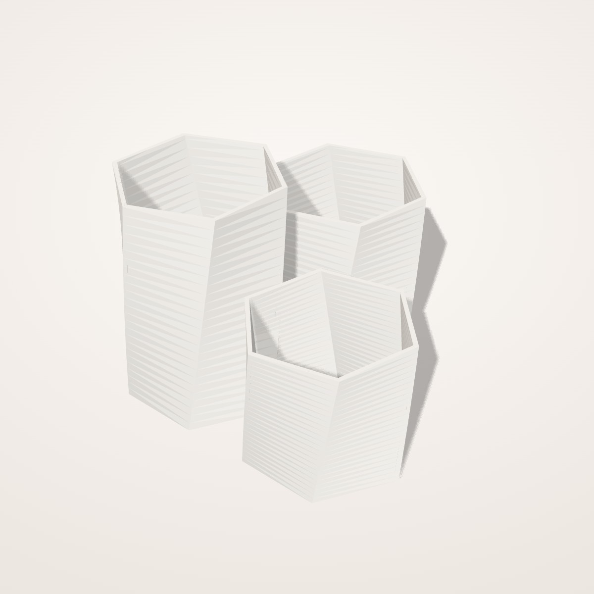 Trio de pots hexagonaux torsadés