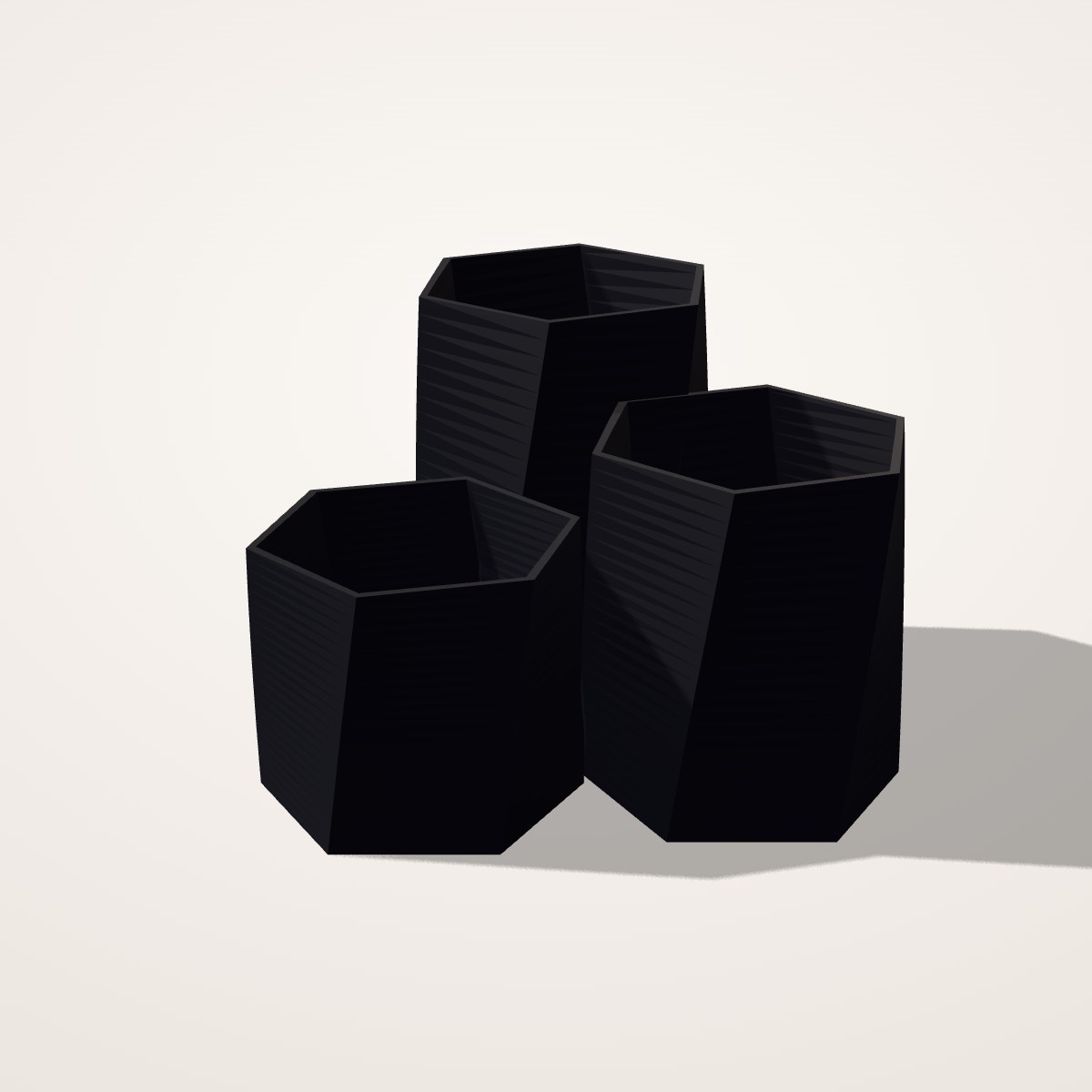 Trio de pots hexagonaux torsadés