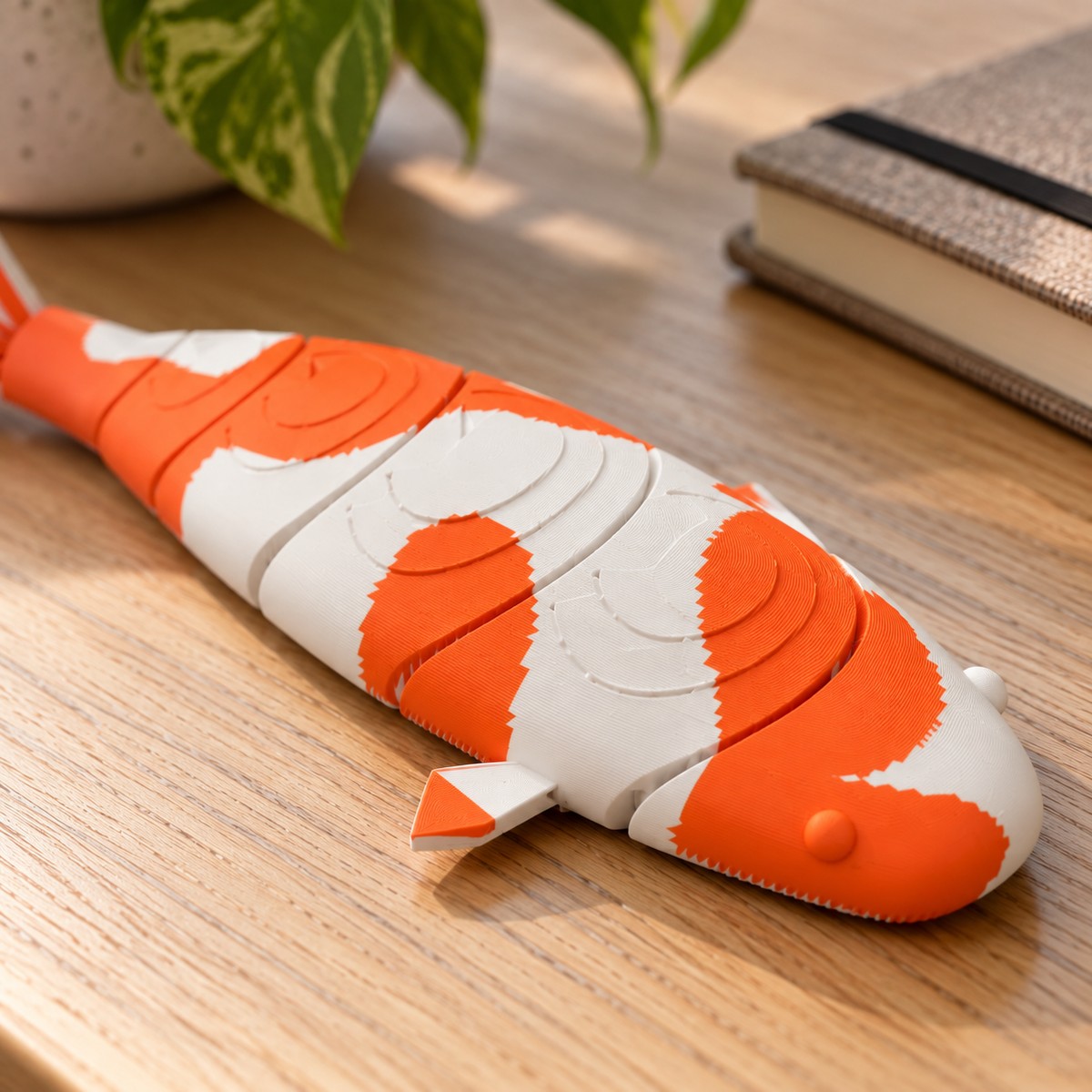 Carpe koï articulée en couleurs, 18 cm