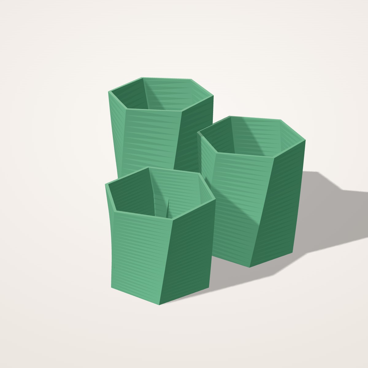 Trio de pots hexagonaux torsadés
