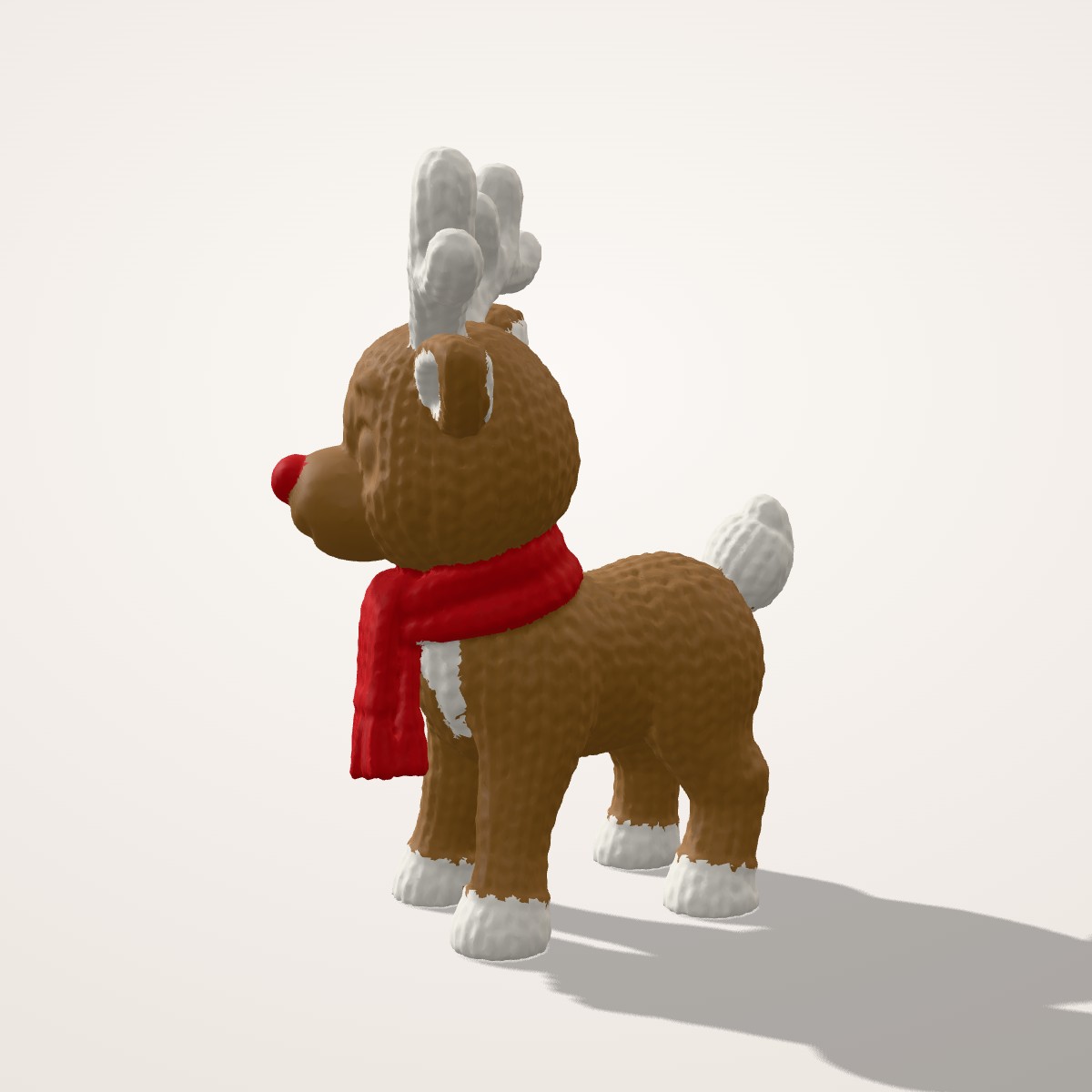 Renne tricoté de Noël en couleurs, écharpe rouge, 15 cm