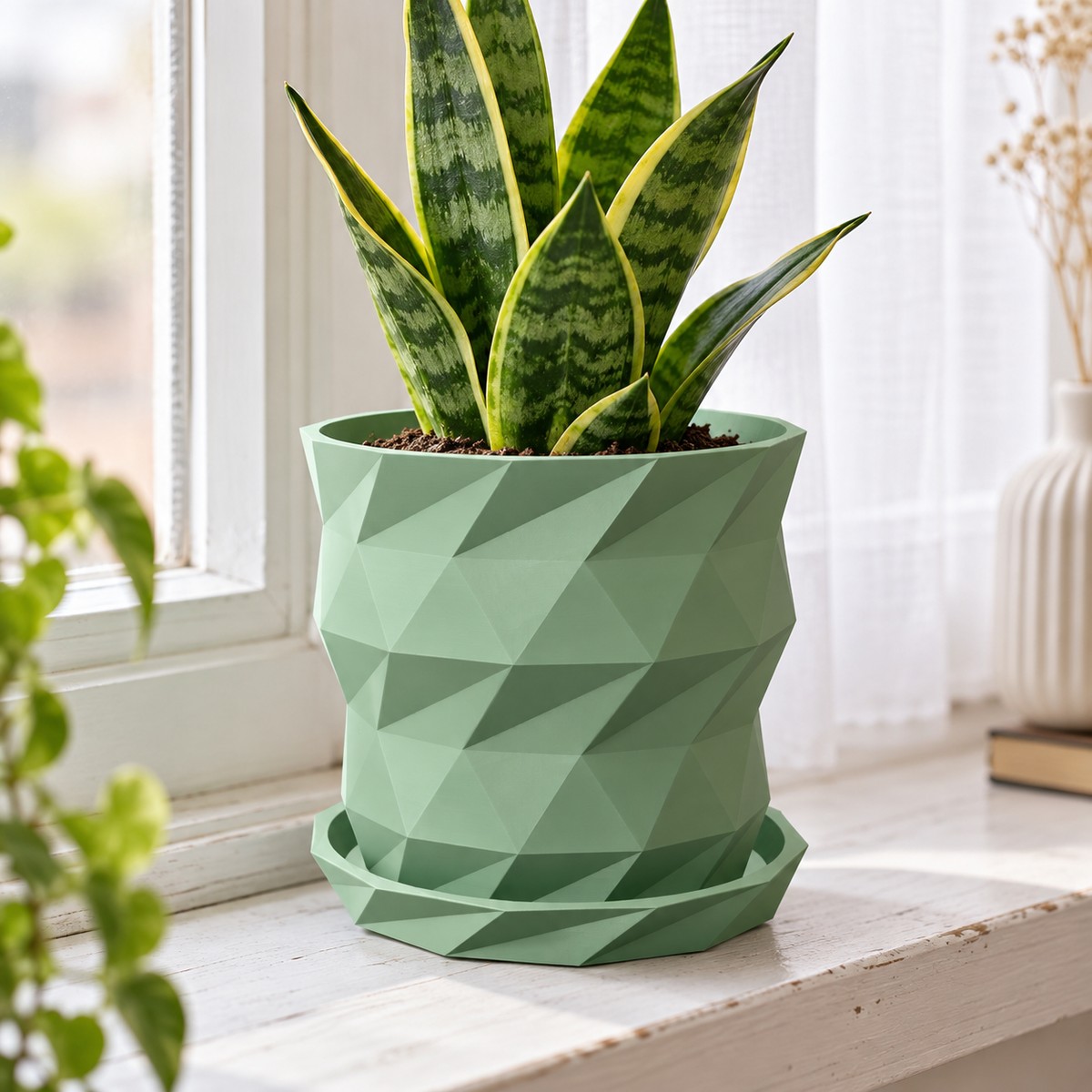 Cache-pot origami et sa soucoupe