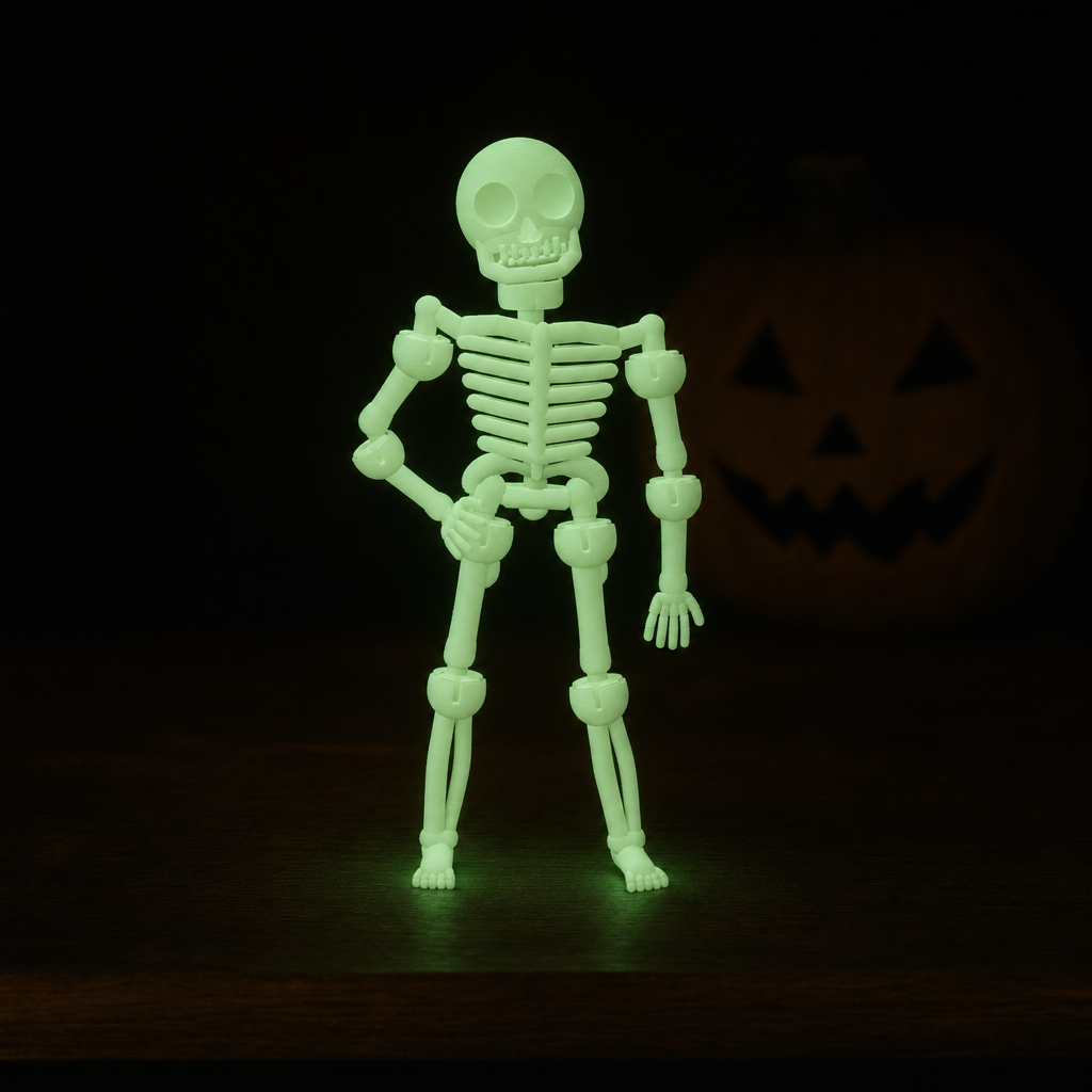 Squelette articulé phosphorescent, 15 cm