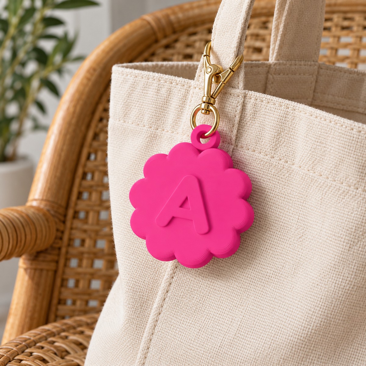 Bijou de sac fleur à initiale