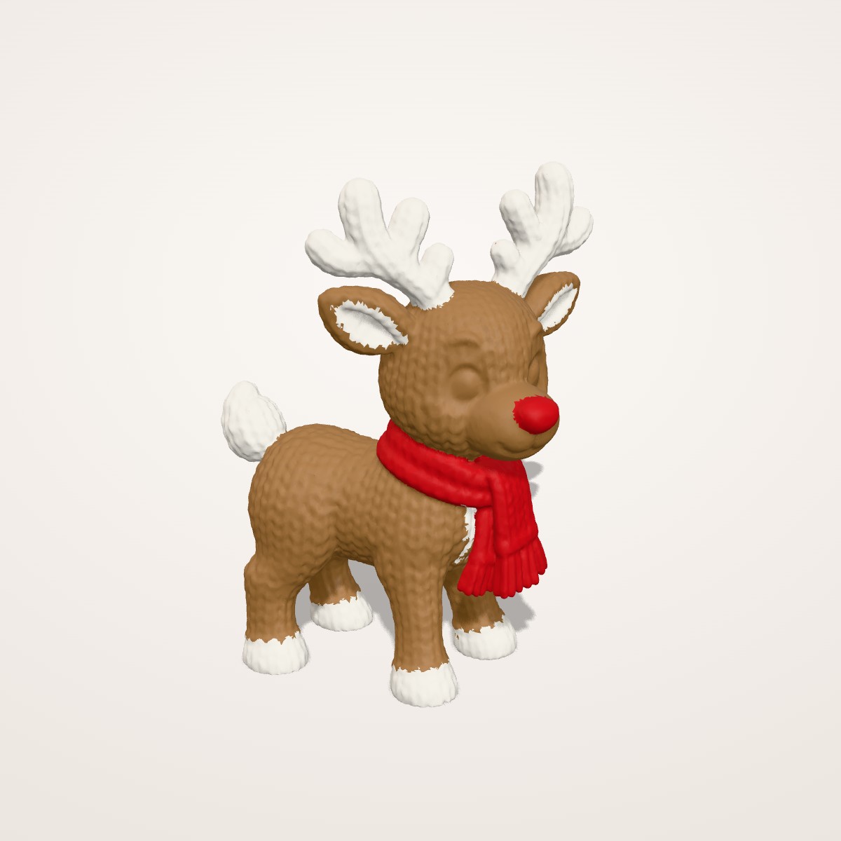 Renne tricoté de Noël en couleurs, écharpe rouge, 15 cm