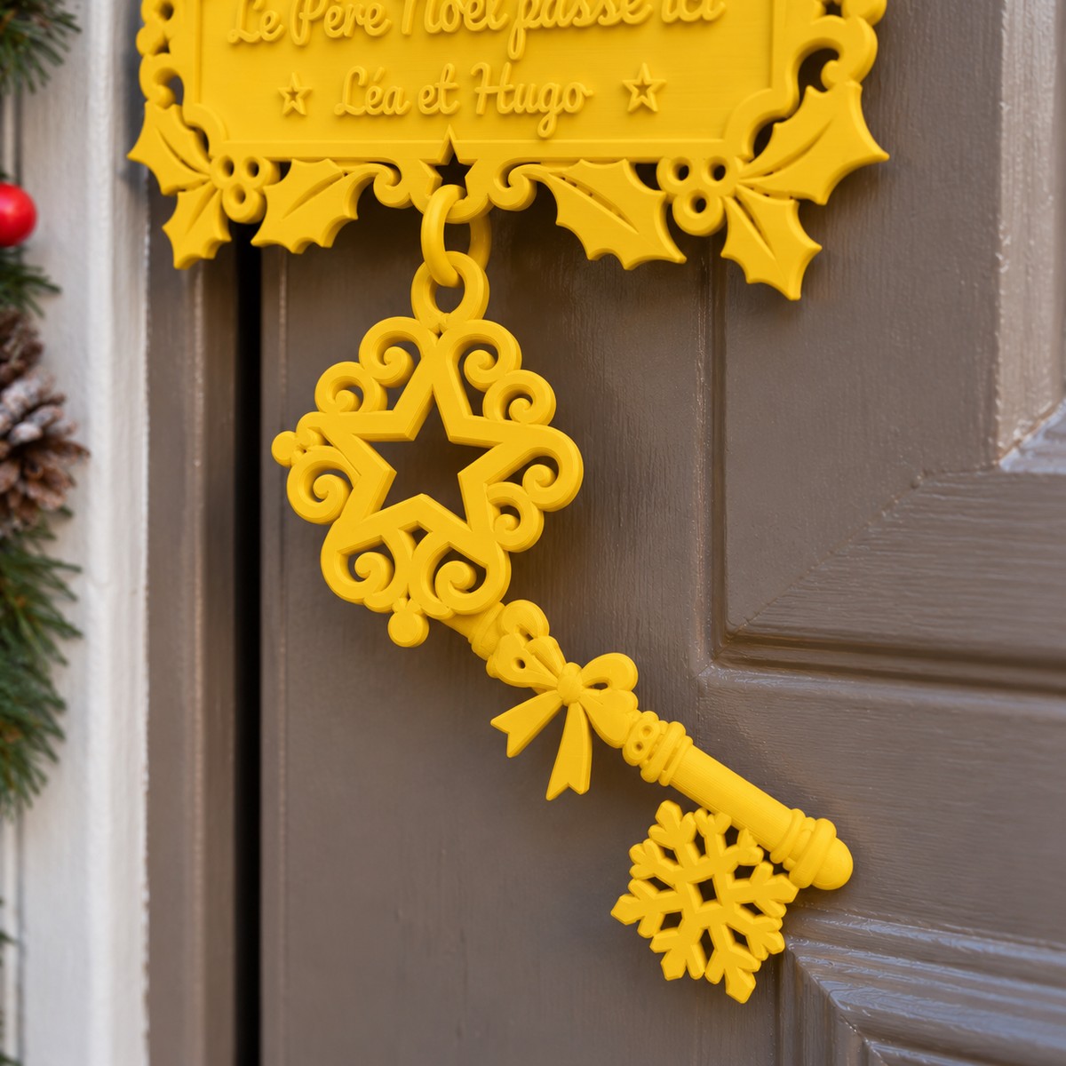 Clé magique du Père Noël et sa plaque gravée