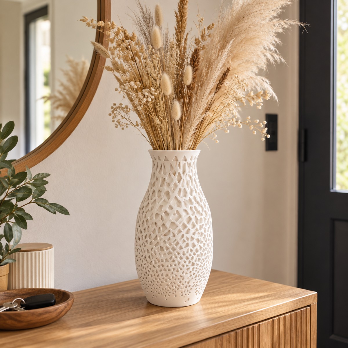 Grand vase Alvéole pour fleurs séchées, 24,5 cm