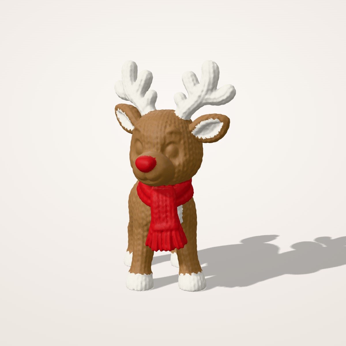 Renne tricoté de Noël en couleurs, écharpe rouge, 15 cm