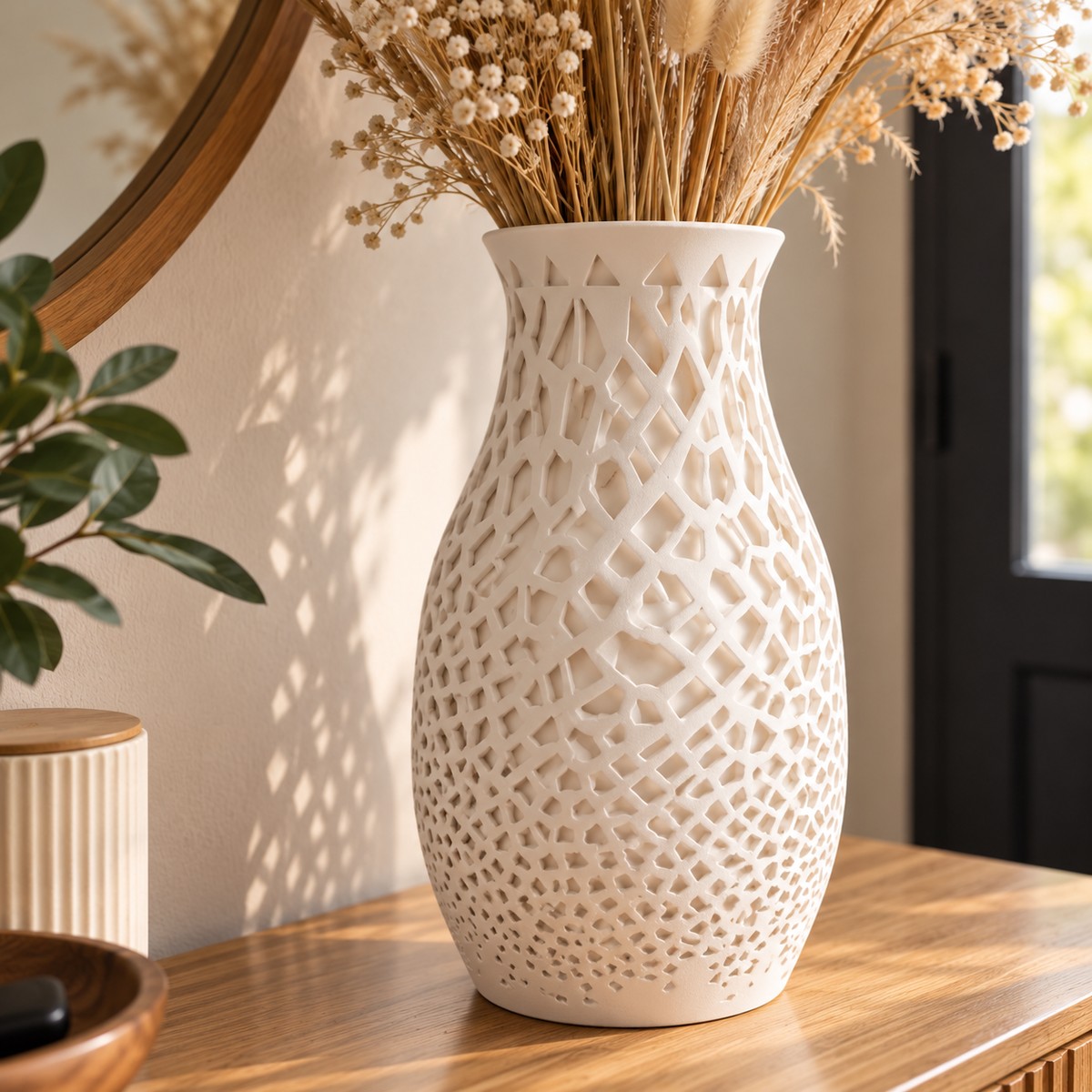Grand vase Alvéole pour fleurs séchées, 24,5 cm