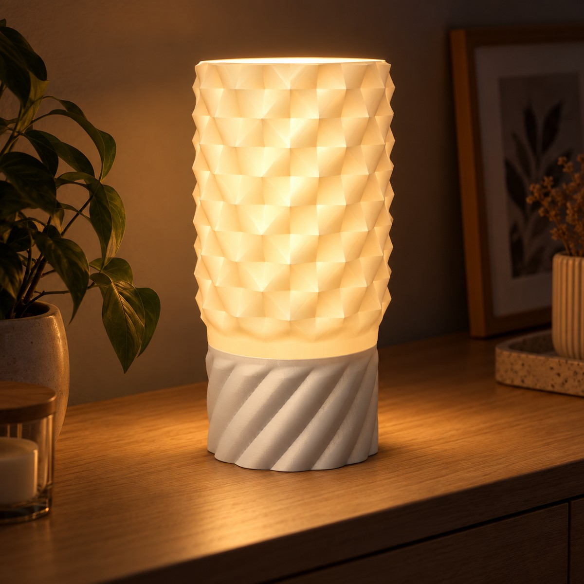 Lampe Facettes, abat-jour en losanges