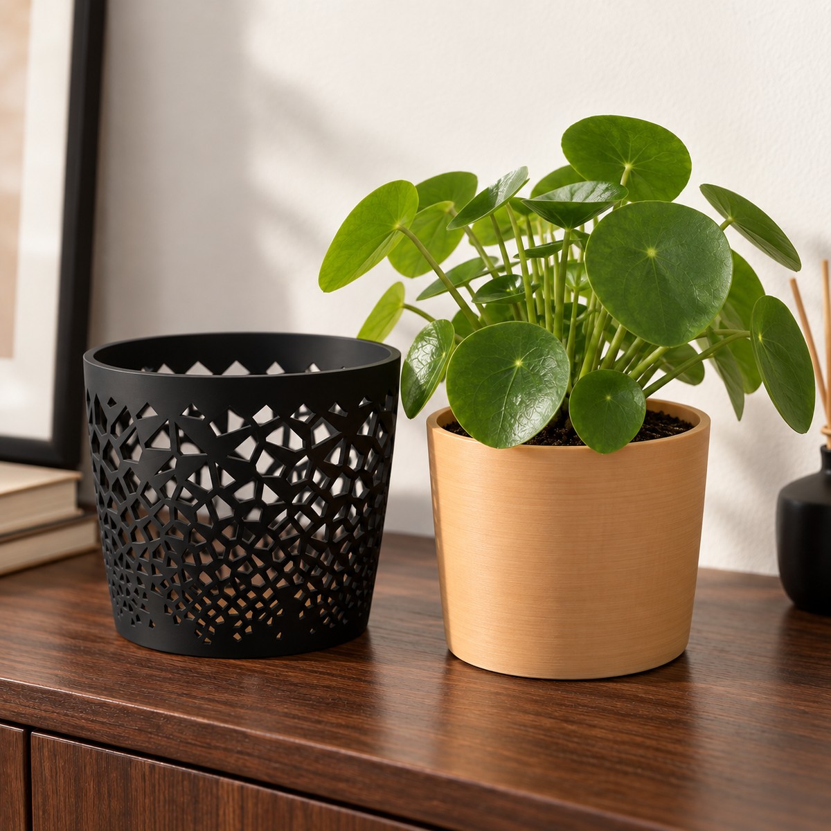 Cache-pot Alvéole bicolore, moyen modèle Ø 13,5 cm
